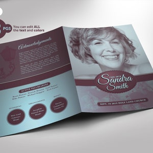 Modello Photoshop per funerale Lavanda più orchidee Bi-Fold (8 pagine) 5,5x8,5 Mezza pagina