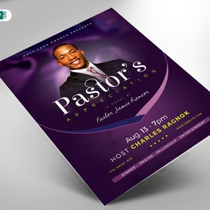 Pastor Appreciation Flyer Template Publisher and Word (8.5x11 & 5x7)