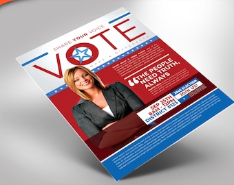 Vote Election Flyer Photoshop Affinity Template  (8.5x11 and 5x7)