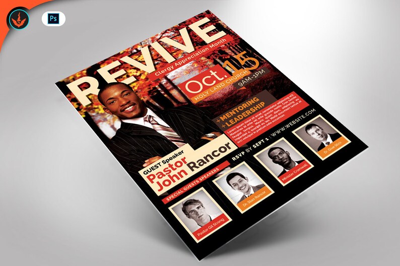 Fall Revival Church Flyer Photoshop Template 4x6 - Etsy
