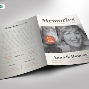 Modello di programma funebre Memories Publisher e Word Bi-Fold 4 pagine (8,5x11 e 5,5x8,5)