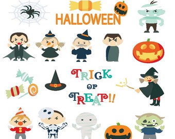 Halloween , Trick or Treat  digital clipart , graphic illustration , web graphic elements, instant download file,digital art