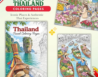 Thailand Coloring Pages, Iconic Places & Authentic Thai Experiences ,printable