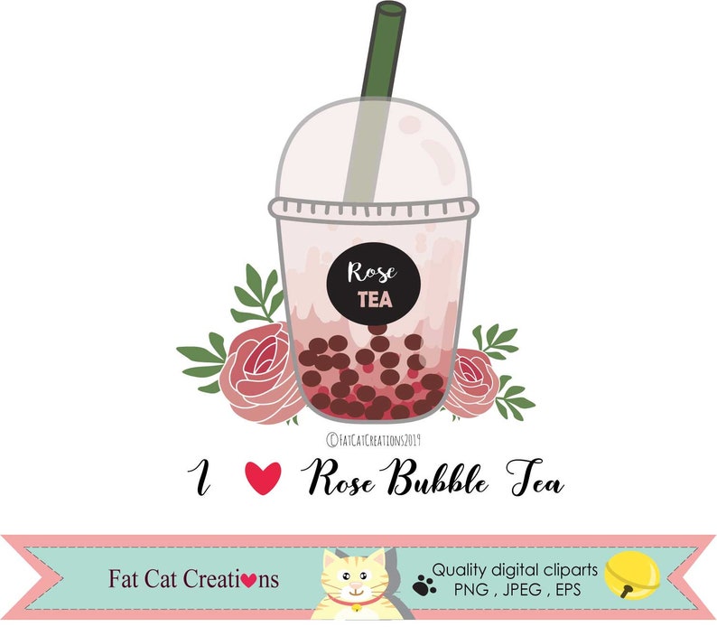 Boba Tea , Bubble Rose Tea Digital Print Poster ,vector Illustration