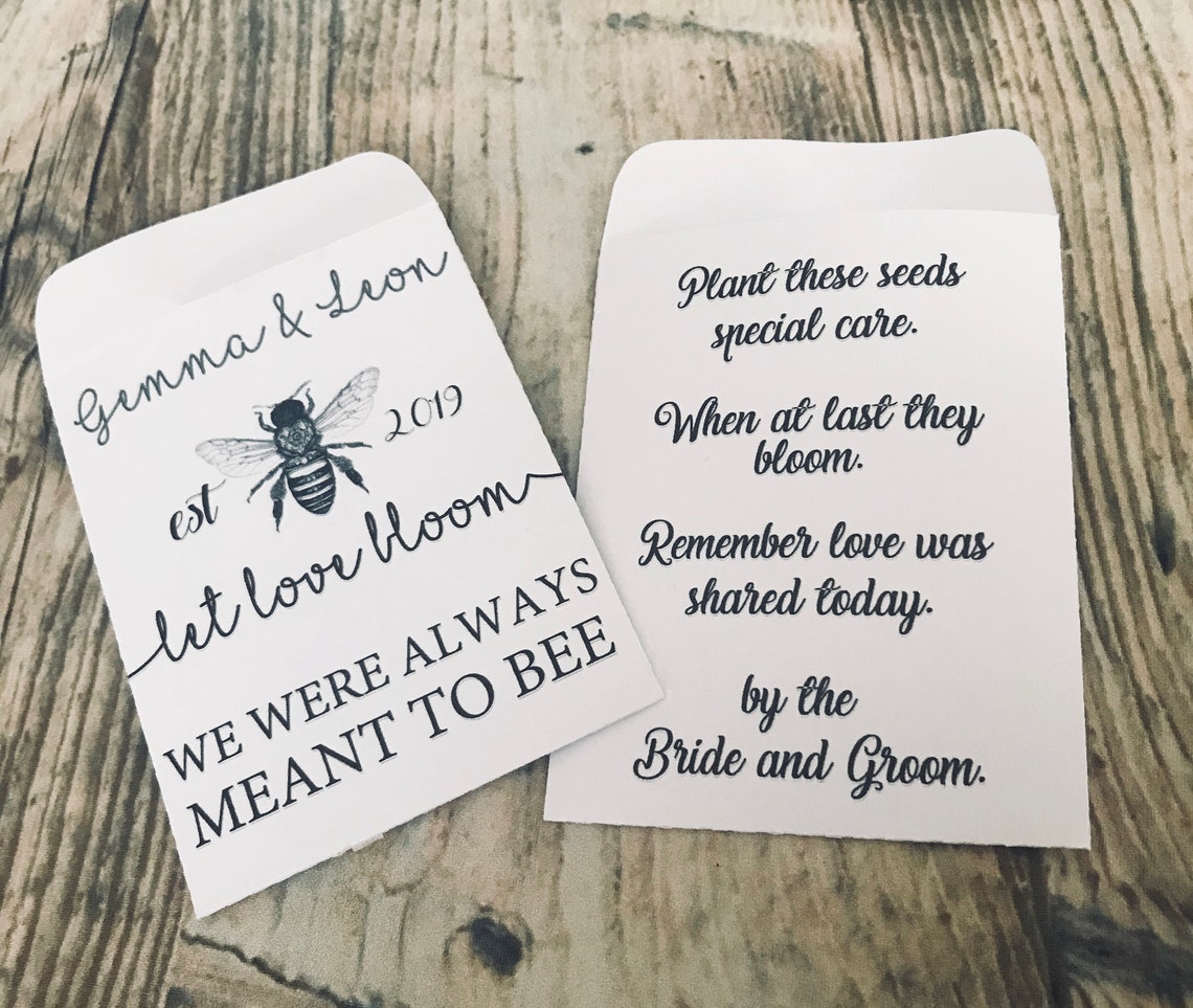 Wild Flower Seeds Wedding Favours Packets Personalised Vintage Etsy