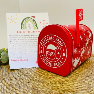 carta para a caixa de correio do Papai Noel, caixa de correio do Papai Noel, lata de véspera de Natal, caixa de correio de Natal, presentes de véspera de Natal, decorações de Natal