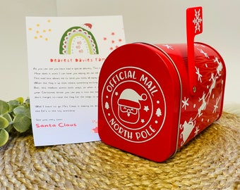 letter to Santa mailbox, Santa Mailbox , Christmas Eve Tin, Christmas Mailbox, Christmas Eve Gifts, Christmas Decorations