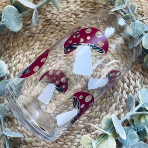 Pilz Cottage Kern Glas, Boho Glas Dose, Glas Kaffeetasse, Eis Kaffeeglas, Ästhetische Glas Bierdose, Bierglas Tasse