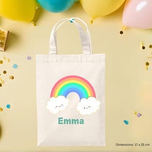 Rainbow theme Eco Friendly kids birthday party bags, reusable Party bags mini tote bags, personalised party bags, party goodie bag
