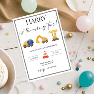 Construction Birthday Invitation, , Construction Invitation, Construction Birthday, Construction. digger party. Boys party invitation.
