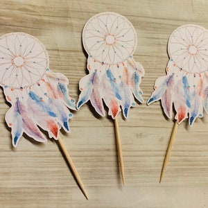 Topper de pastel Dream Catcher, topper de pastel Boho, decoraciones de pasteles Boho, decorarions de ensueño, pieza central de receptor de sueño.