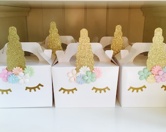 Eenhoorn partyboxen tassen begunstigen kinderfeest handgemaakt