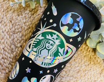 Personalised Starbucks Inspired Cup, Personalised Starbucks Cold Cup, Reusable Cup, Personalised Starbucks Cup, Space Theme
