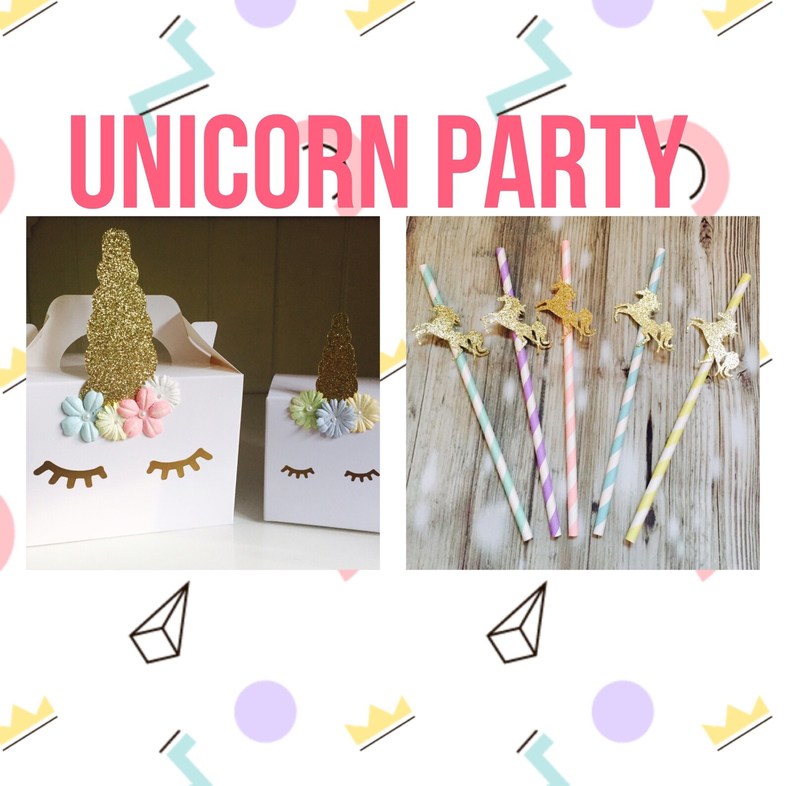 Unicorn Party Boxes Bags Favours Children's Party Handmade Etsy