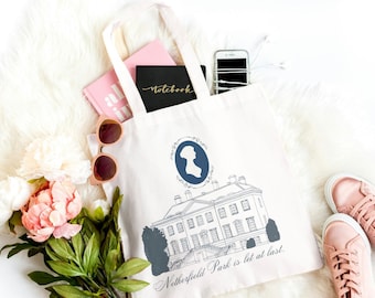 Jane Austen Tote bag, Book lover Gift, , BBF Gift, Birthday Gift, Tote Bags, Pride and Prejudice Gift, Jane Austen Fan.