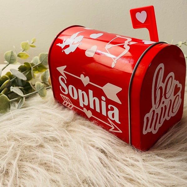 Valentine’s Day mail box Tin, Valentines gift, valentines personalised gift. Valentine kids