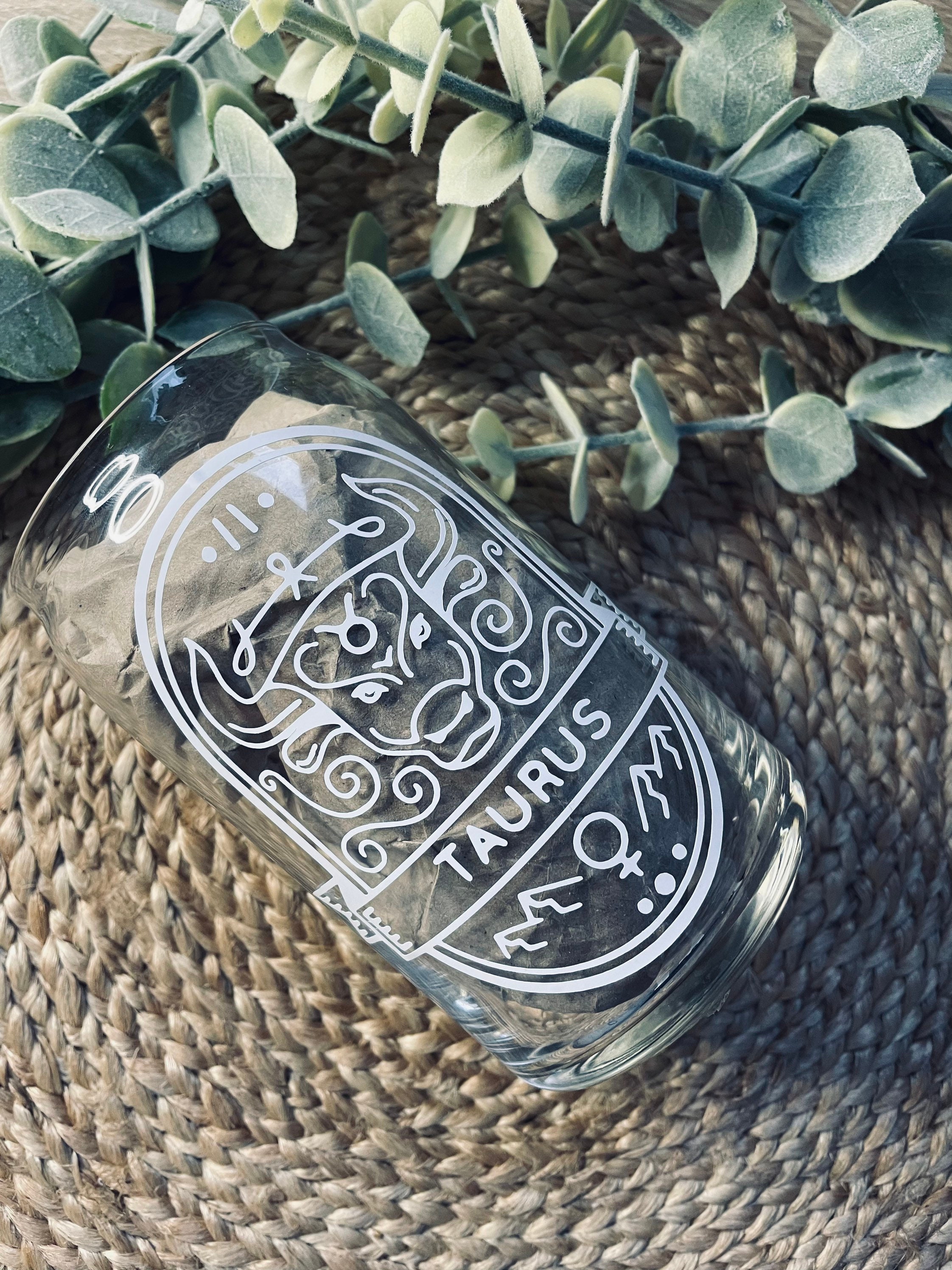 Personalized 16 oz Custom Can Shaped Glass - #engaged with Ring