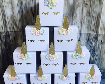 Unicorn cupcake boxes, party favours, gift boxes/ bags handmade