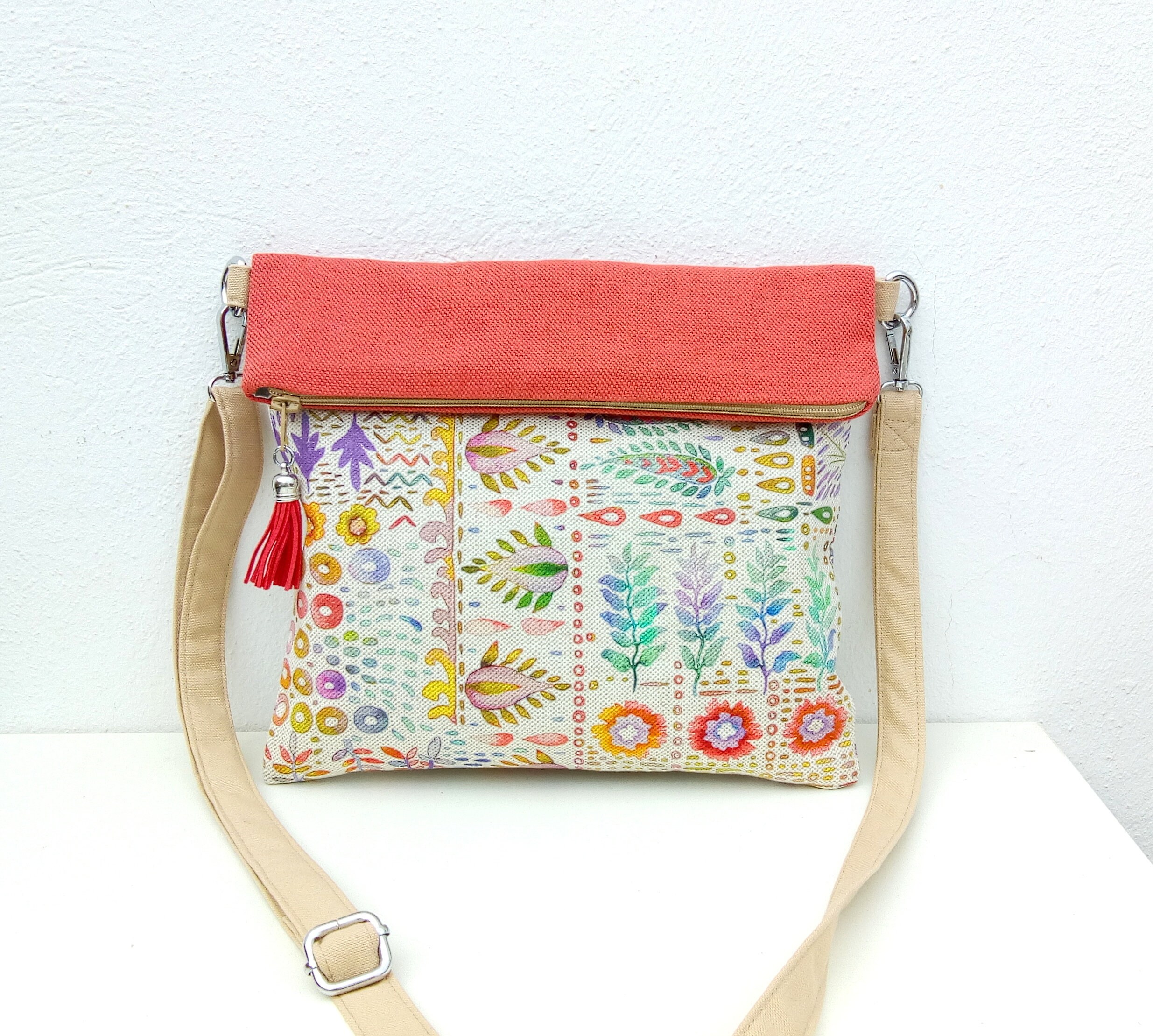 floral canvas crossbody bag