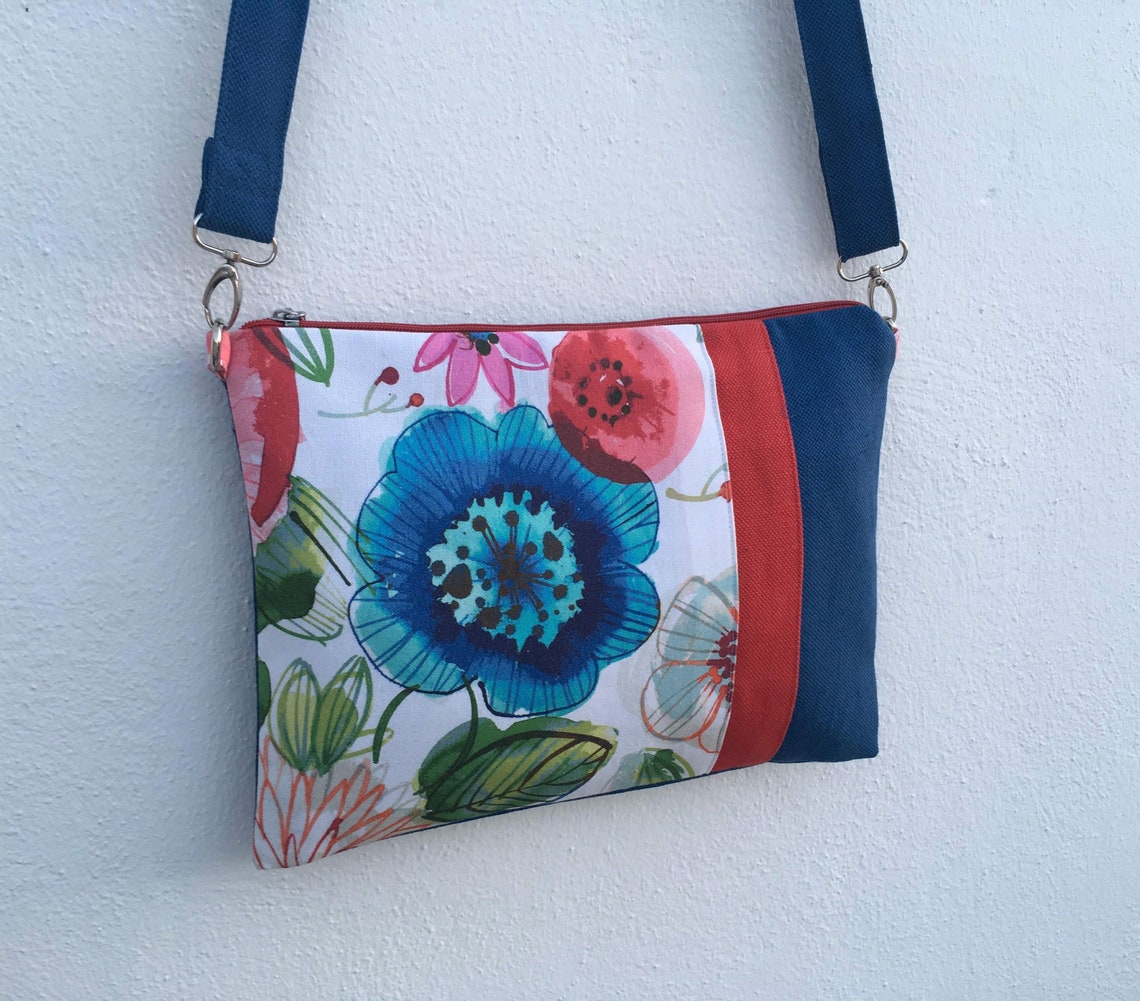 Floral Crossbody Bag Floral Handbag Canvas Shoulder Bag - Etsy