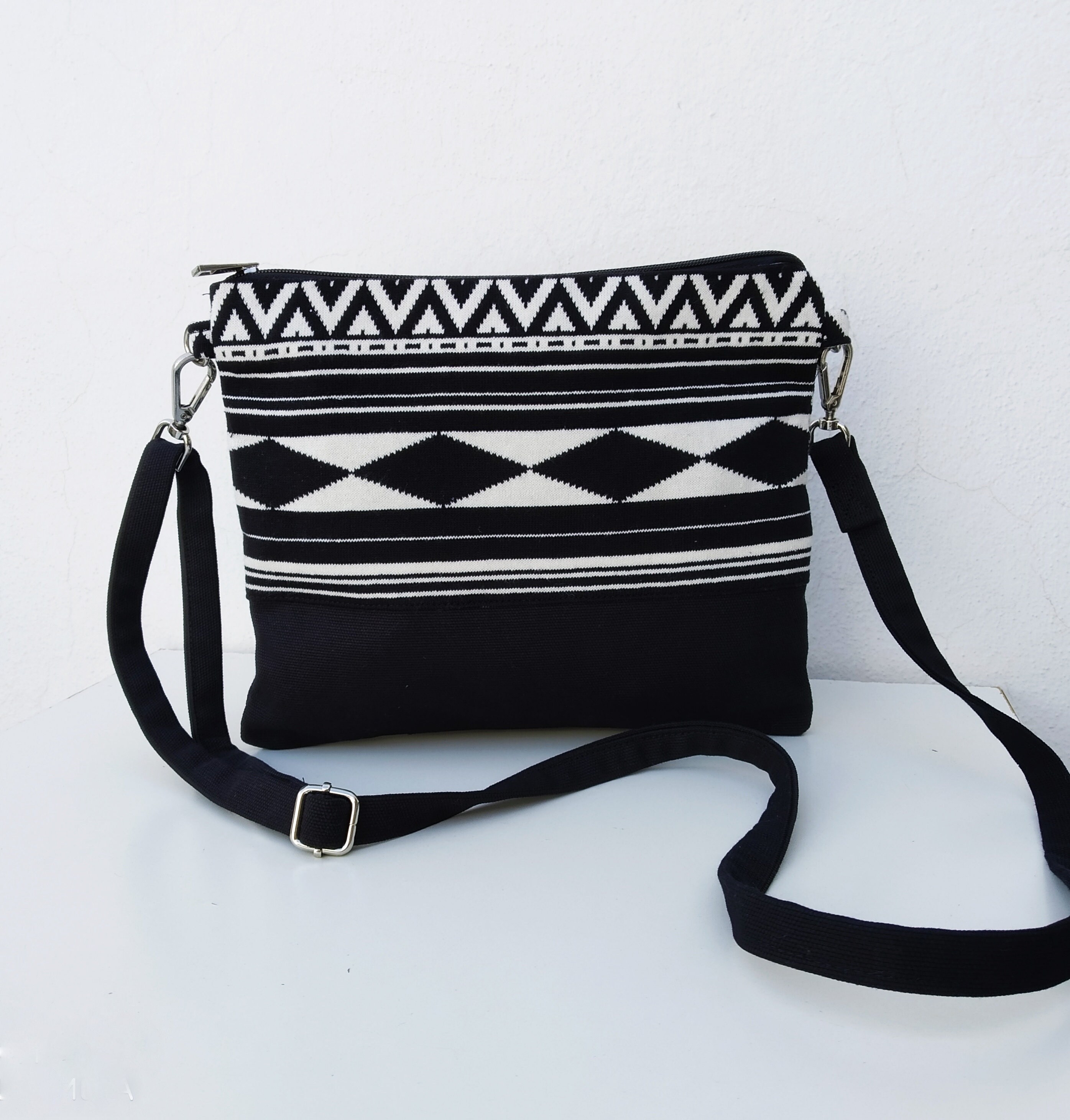 Black & White Geometric Crossbody Bag Woman Shoulder Bag Etsy
