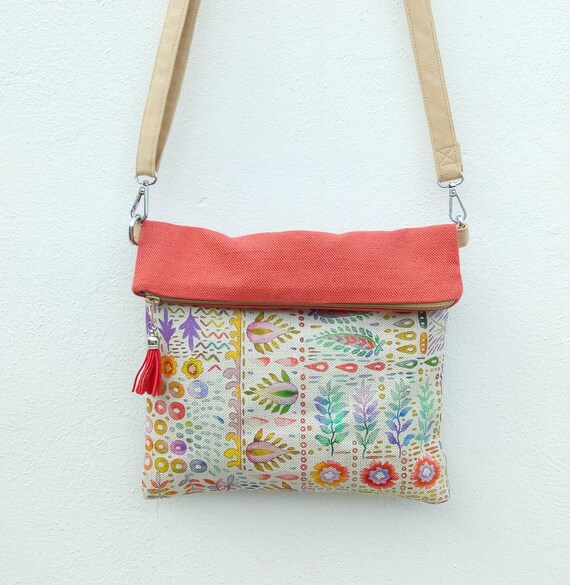 floral canvas crossbody bag
