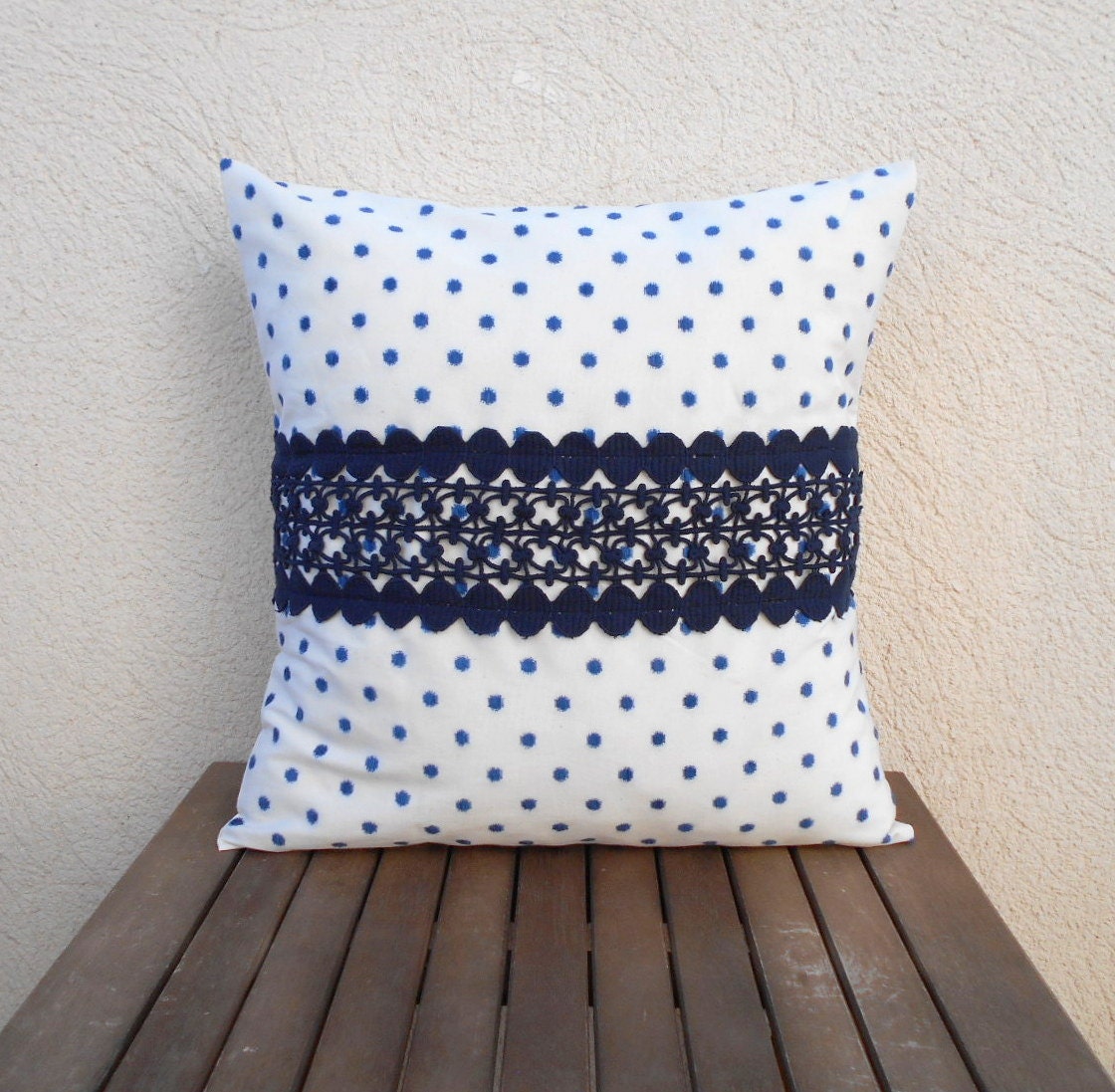 Decorative Pillow Cover Polka Dot Pillow Lace Throw Pillow Etsy