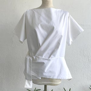 Céline by Phoebe Philo Blouse, Céline Asymmetrical Top, White Céline Cotton Blouse, Designer Top,  Luxury Fashion, Céline Summer Blouse