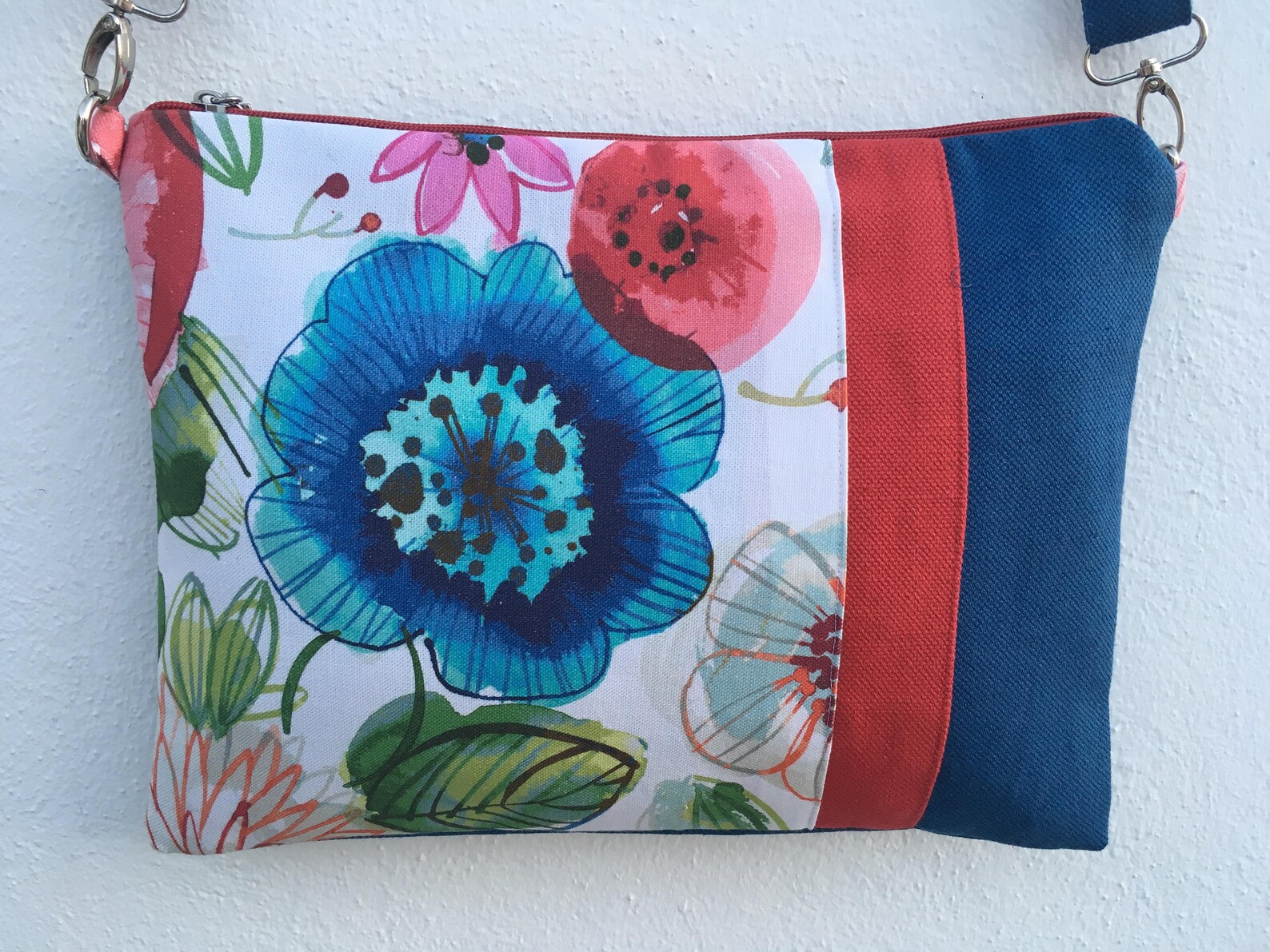 Floral Crossbody Bag Floral Handbag Canvas Shoulder Bag Etsy