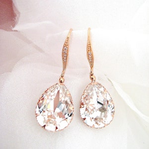 Bridal Crystal Earrings, Austrian Rhinestone Teardrop Earrings, Cubic Zircoia Deco Hook, Bridesmaid Gift, Birthday Gift E063 image 7