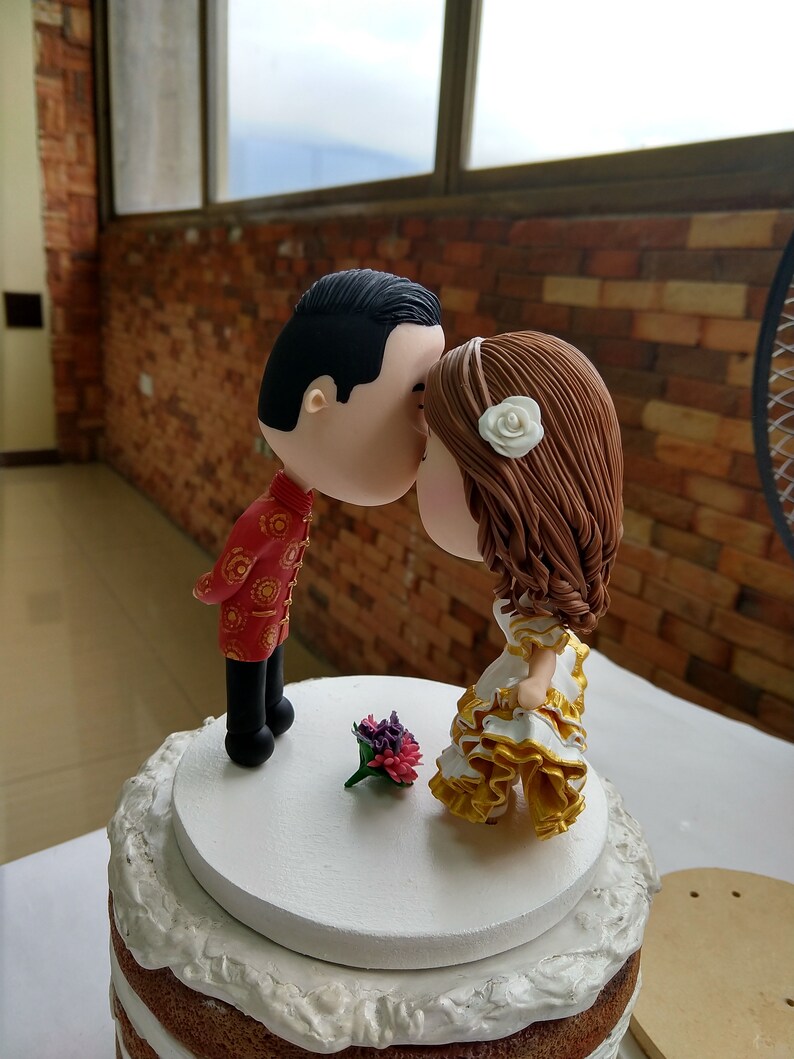 Mexican and Chinese wedding cake topper. Wedding figurine. Etsy