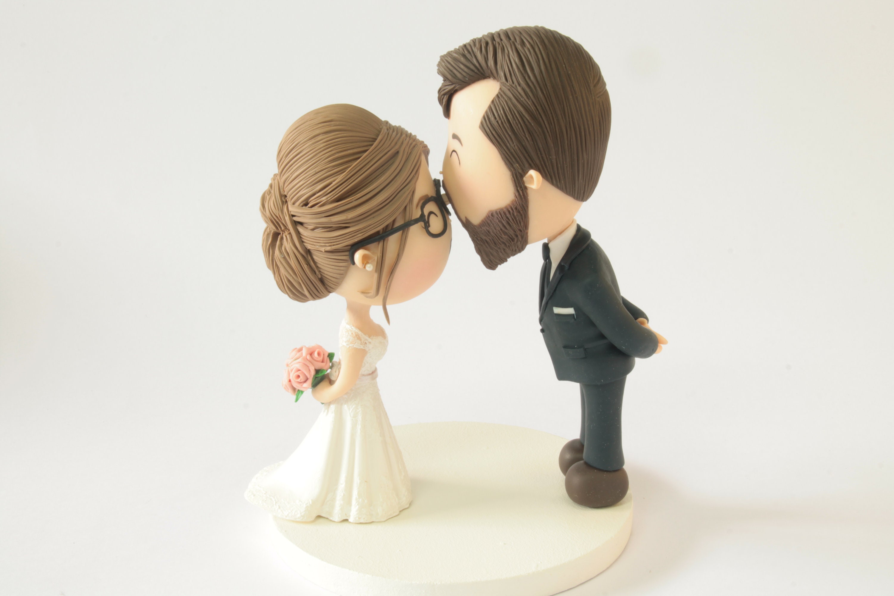 Cute couple kiss. Wedding cake topper. Wedding figurine. Etsy