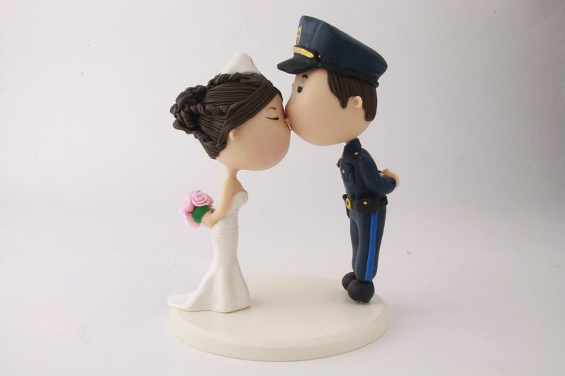 Wedding cake topper. Police Officer and Nurse. Handmade. Fully Etsy