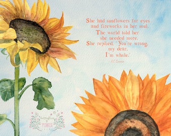 Beautiful Sunflower Print about Self-Love and Confidence