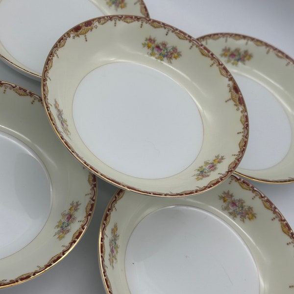 Set Of 6 DESSERT / SAUCE / BERRY Bowls Hand Painted  Meito China MEI79 / Tea Party / Bridal shower / High Tea / Floral / Wedding