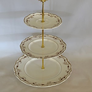 3 Tier Stand RARE STRASBOURG By Royal Doulton China / Tea Party / Bridal Shower / High Tea / Dessert / Cookies / Cupcakes