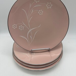 SET of 4 BREAD & BUTTER Plates Vintage Flintridge Reverie Rose  Retired (1964-1972) Baby Girl Shower / Bridal / High Tea