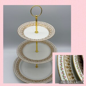 RARE J. Pouyatt Limoges France 3 Tier Stand / Cake /Dessert / Cookies / Cupcakes Bridal / Wedding / High Tea