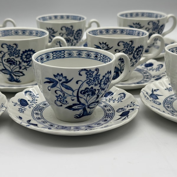 BLUE NORDIC Cup & Saucer Set (10 Available) Johnson Brothers Ironstone / Desserts / Tea Party / Shower / Wedding / Holiday / Easter