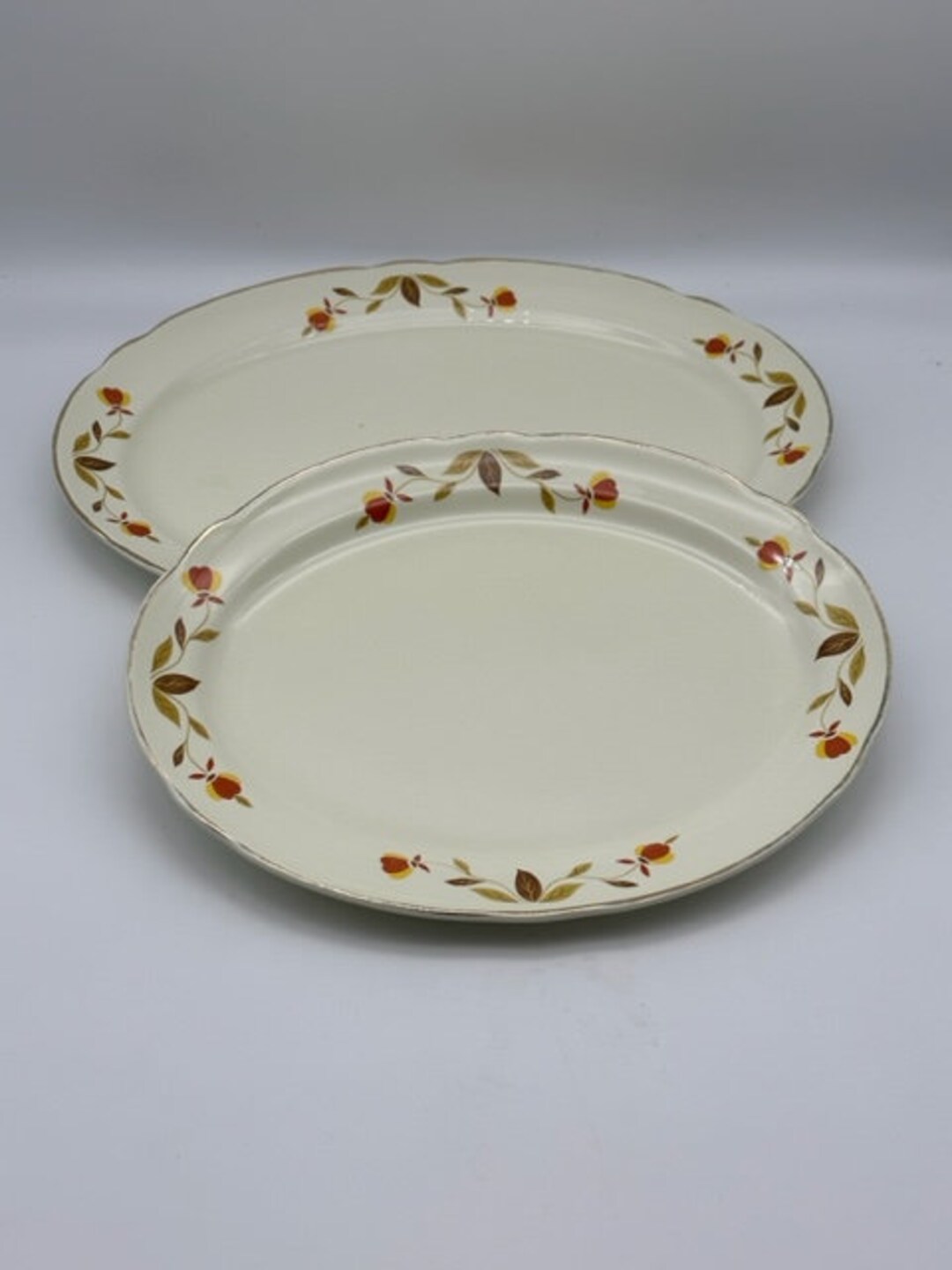 SET OF TWO Oval Serving Platters Autumn Leaf by Hall / Jewel T Etsy