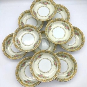 SET OF 4 Berry / Sauce / Dessert Bowls  Rosanne Pattern By Noritake  (Circa 1933) Wedding / Bridal Shower / Tea Party / Baby Shower