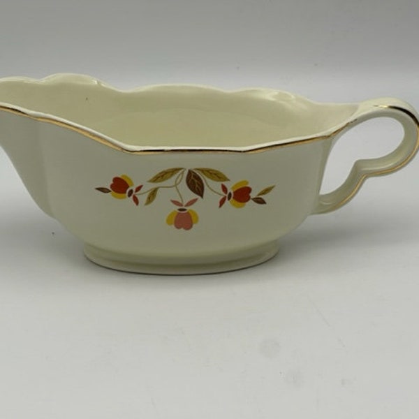 Ruffled D GRAVY BOAT Vintage Hall China Autumn Leaf /