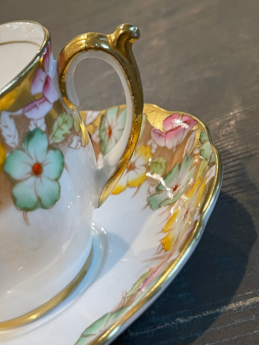 RARE Vintage BELL Fine Bone China Footed Cup & Saucer Multi Etsy