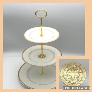 3 Tier Stand ROYAL DOULTON New Romance Collection Oxford Gold / Vintage / Tea Party / Bridal Shower / High Tea / Wedding