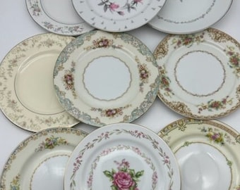 MISMATCHED Luncheon and Bread & Butter Plates  Vintage / Wedding / Tea Party / Bridal Shower