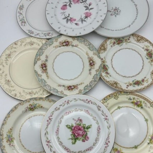 MISMATCHED Luncheon and Bread & Butter Plates  Vintage / Wedding / Tea Party / Bridal Shower