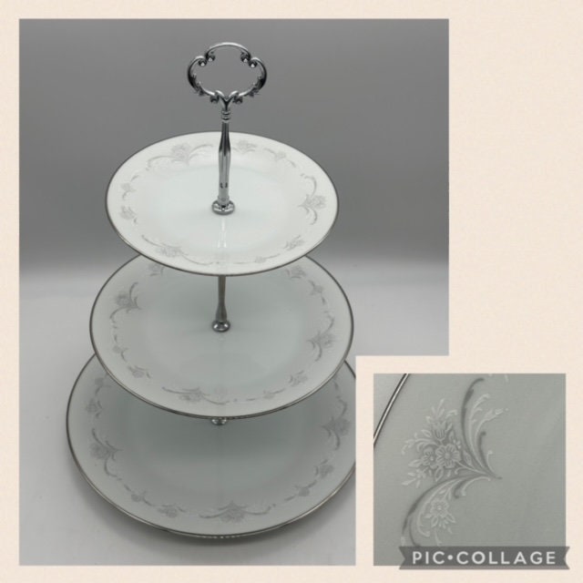 3 TIERED CAKE STAND  In Casablanca Pattern  By Noritake / Tea Party / Bridal Shower / High Tea / Wedding / Anniversary