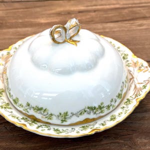 COVERED BUTTER DISH Haviland, Schleiger 975a / Theodore Haviland Limoges /  Wedding / Bridal Shower / Formal / Elegant / St Patricks Day