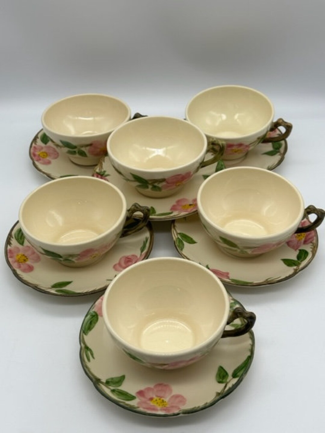 SET OF 6 Cup and Saucers FRANCISCAN Desert Rose / Vintage / Tea Party