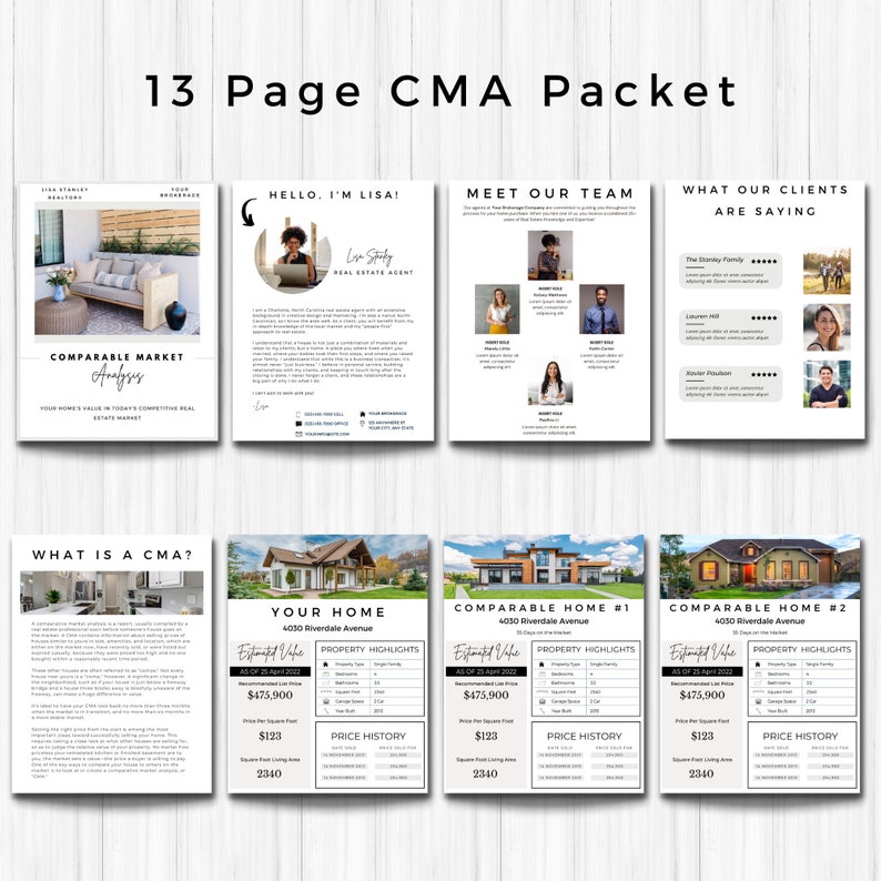 Real Estate CMA Packet CMA Packet CMA Template Sellers Guide Onboarding ...